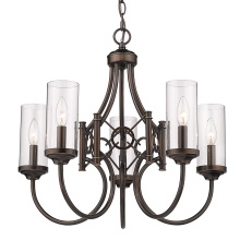 Golden 3718-5 CDB-CLR - Wry Lighting Quincy 5-light Chandelier in Cordoban Bronze